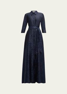 Metallic Jacquard Shirt Gown