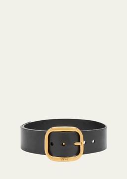 Curved Buckle Leather Belt