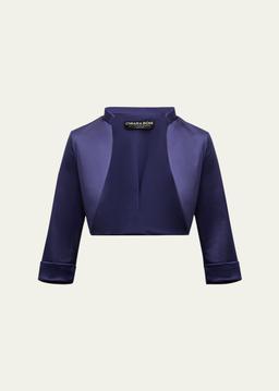 3/4-Sleeve Satin Bolero Shrug
