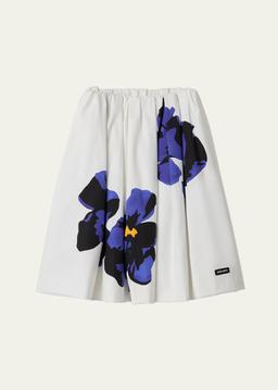 Floral Poplin and Jersey Skirt