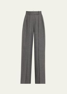 May Pintuck Wide Leg Wool Pants