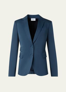 Two-Button Washed Cotton Satin Blazer
