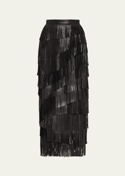 Therese Leather Fringe Skirt