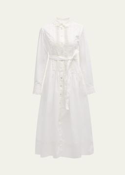 Ariane Embroidered Long-Sleeve Shirtdress