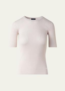Seamless Rib Short-Sleeve Sweater