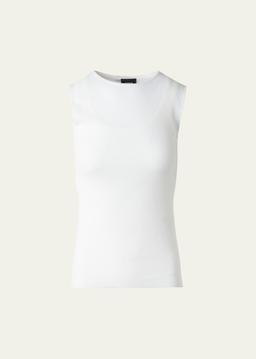 Structured Double-Layer Cotton Blend Knit Top