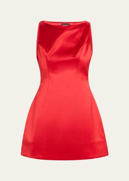 Livie High-Neck Satin Mini Dress