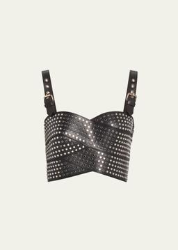Leather Studded Bustier Crop Top
