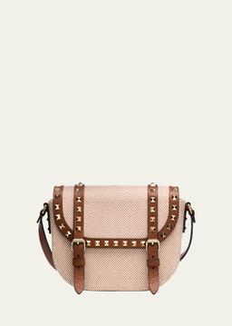 Rockstud Small Canvas Saddle Crossbody Bag