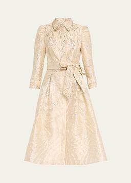 Metallic Jacquard Midi Shirtdress