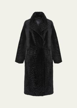 Reversible Textured Shearling Lamb Coat