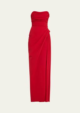 Strapless Ruched Column Gown