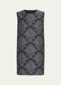 Romania Baroque Jacquard Sleeveless Mini Dress