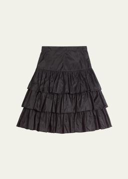 Tiered Ruffle Silk Skirt