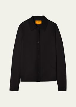Elle Cashmere Button-Front Shirt