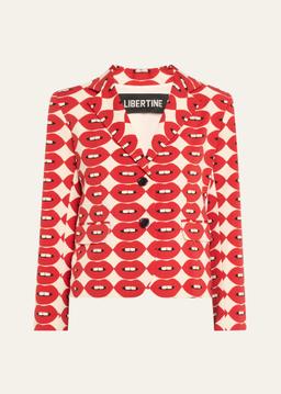 French Kissing In The USA Printed Wool Short Blazer