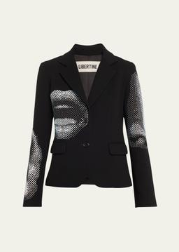 Five Senses Crystal Single-Breasted Blazer