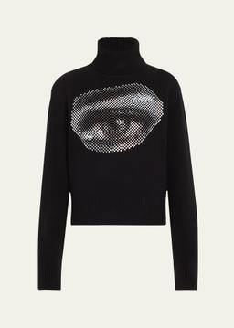 Five Senses Crystal Cropped Cashmere Turtleneck