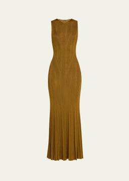 Silk Engineered Rib Sleeveless Maxi Dress