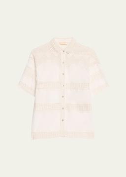 Amal Crochet Button-Front Shirt