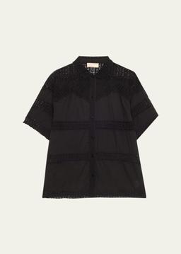 Amal Crochet Button-Front Shirt