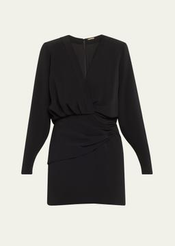 Morci Gathered Long-Sleeve Mini Dress