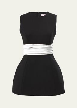 Cummerbund Waist Sleeveless Wool Top