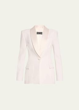 Satin Shawl Lapel One-Button Blazer