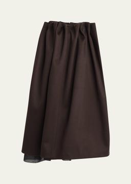 Lamartine Gathered Midi Cashmere Wool Skirt