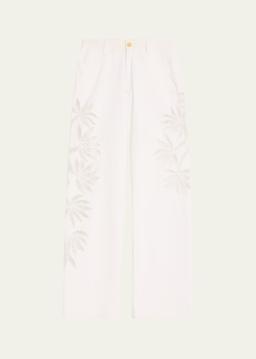 Stulla Botanical Cutout Wide-Leg Jeans