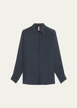 Oversized Organic Button Down Silk Blouse