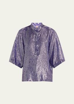 Silk Metallic Voile Tunic