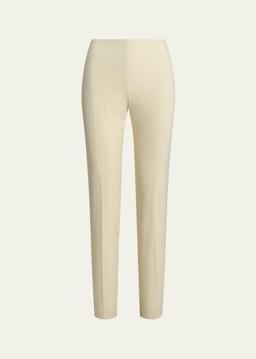 Annie Cream Crepe Slim-Leg Ankle Pants