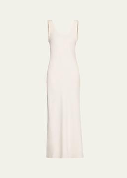 Monili Shoulder Fluid Linen Twill Tank Dress