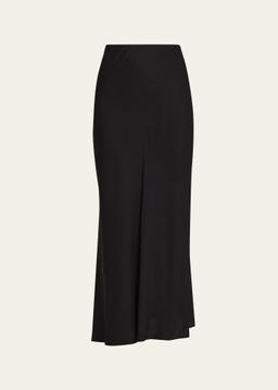 Fluid Linen Twill Slit Maxi Skirt