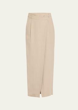 Long Wrapped Sartorial Linen Skirt
