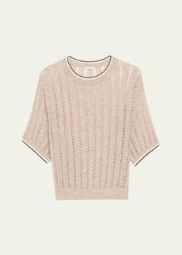 Micro Sequined Linen French Riveria Sweater