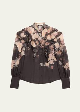 Crush Frill-Sleeve Blouse