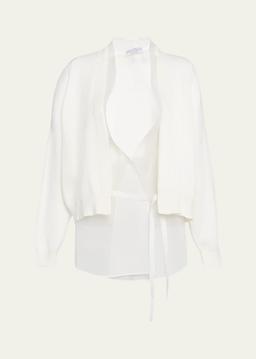 Layered Golf  Cotton Organza Cardigan