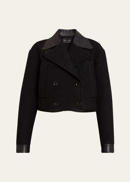 Reyes Wool And Faux Leather Crop Jacket
