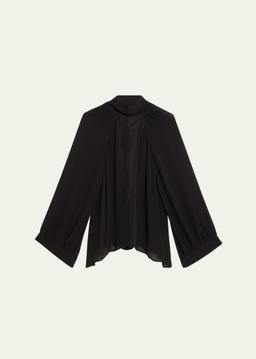 Elianna Cutout Pleated Silk Blouse