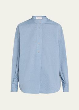 Abstract Animal Jacquard  Mandarin Collar Top