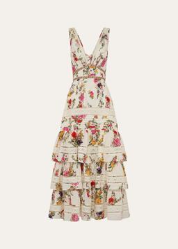 Egyptian Rose Tiered Ruffle-Hem Maxi Dress
