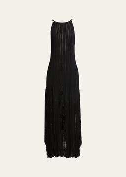 Everly Long Viscose Fringe Knit Dress