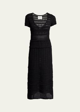 Aurore Short-Sleeve Crochet Maxi Dress