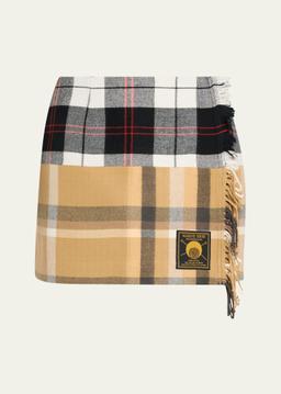 Regenerated Tartan Scarves Mini Skirt