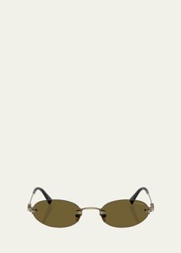 Logo Metal Oval Sunglasses