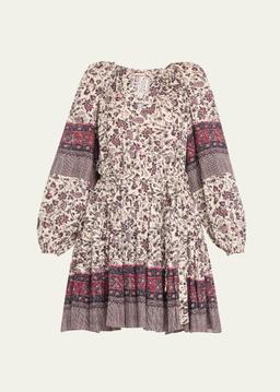 Abri Floral Long-Sleeve Mini Dress