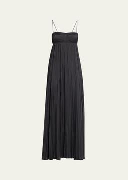 Valira Pleated Empire-Waist Gown