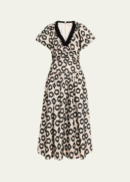 Violeta Textured Short-Sleeve Maxi Dress